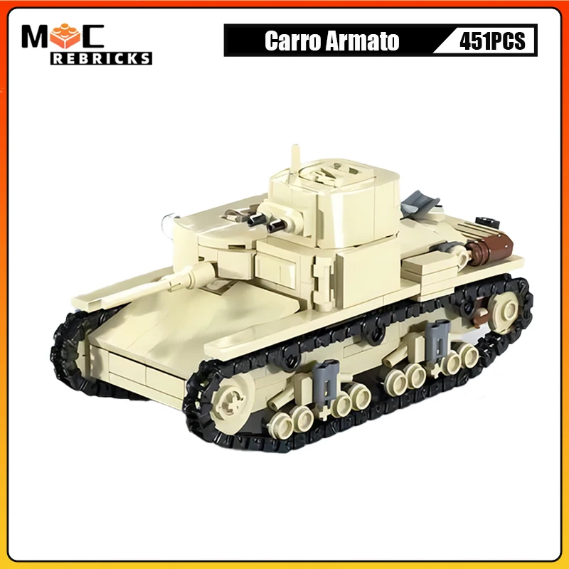 

MOC Building Blocks Middle Military Army Battle Tank Carro Armato Tracks Armored Vehicle DIY Creative Bricks Toys Kid's Gifts