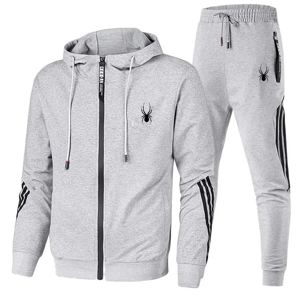 Fashion and Leisure Autumn New Sports Set Men\'s Zipper Hoodie Long Pants Leisure Fitness Jogging Sports Set Men\'s 2024 New Leisu