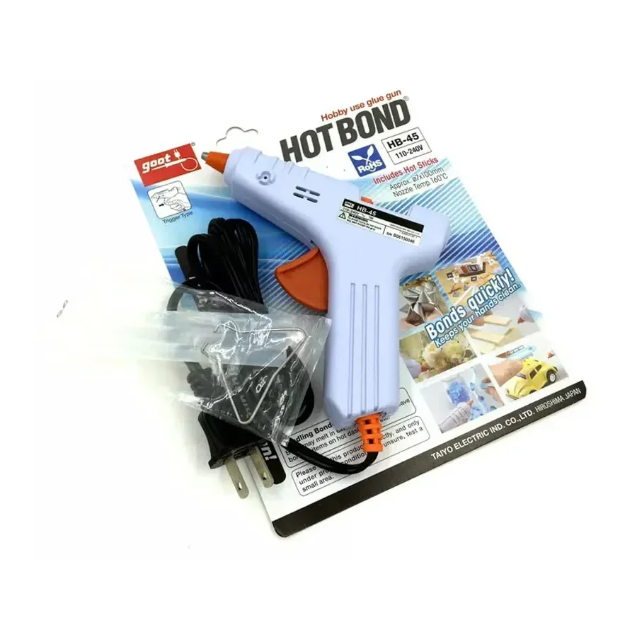 

GOOT HB-45 Hot Melt Glue Gun 110-240V +7x100mm Glue Stick 3Pcs for Filling&Fixing and DIY Craft Arts 7W 160℃ Heater Bonding Tool
