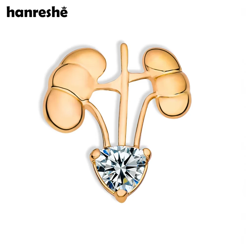 Hanreshe مطعمة الكريستال الفاخرة الكلى بروش التشريح الطبية الكلاسيكية التلبيب شارة دبابيس مجوهرات ل المسالك البولية طبيب ممرضة
