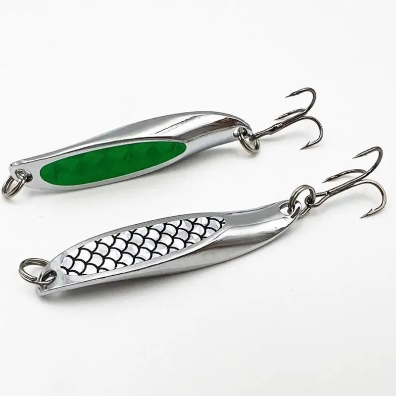 

652F 5Pcs Metal Spoon Lures Baits Casting Spinner Baits Steel Treble Hook Fishhooks
