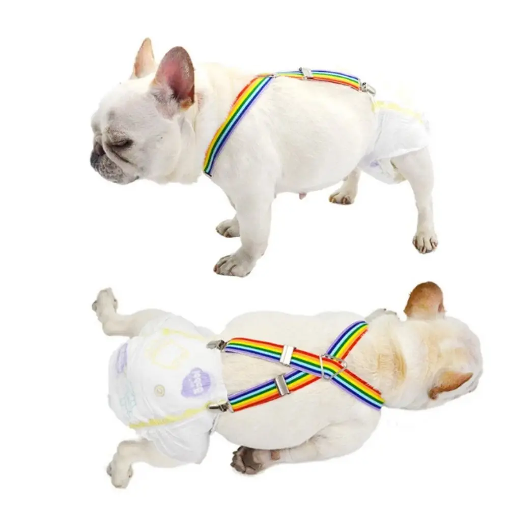 Sangle de pantalon physiologique réglable pour animaux de compagnie, Clip élastique en Polyester pour chien, sangle Anti-chute, bretelles colorées pour couches de chien