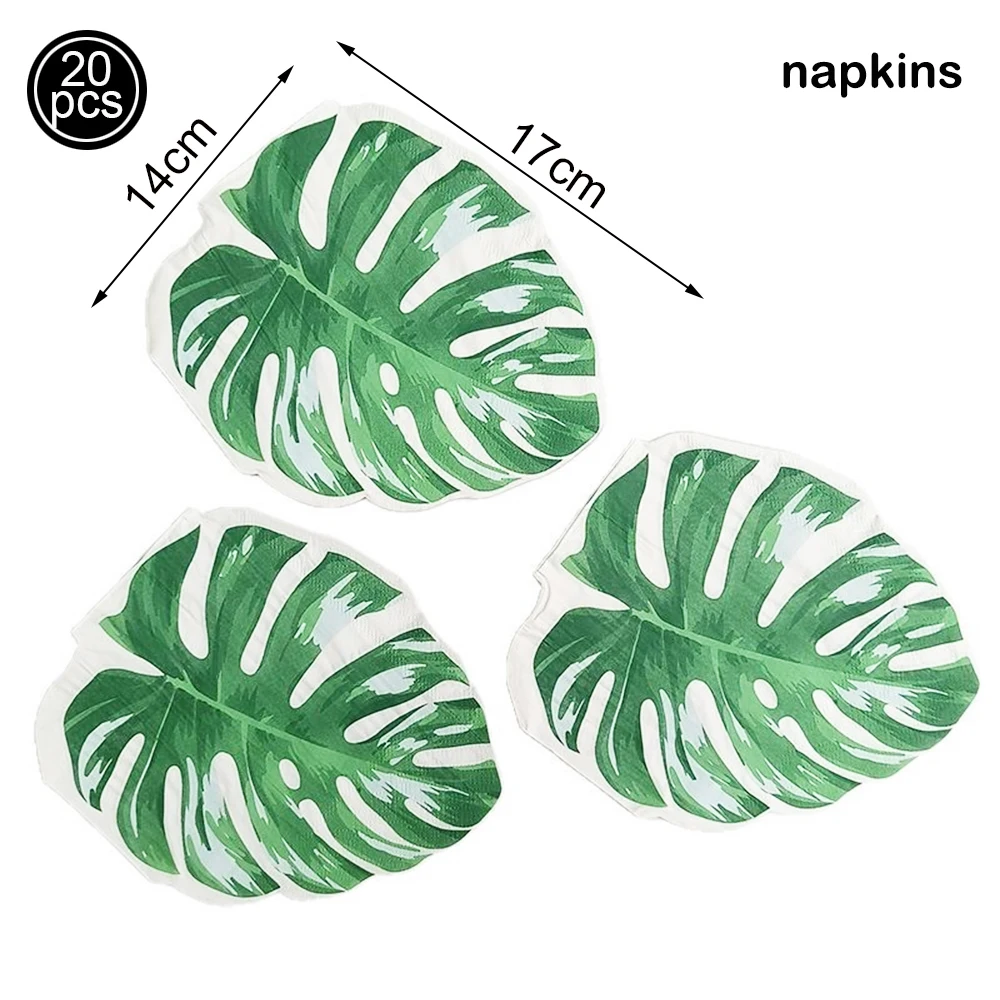 20pcs Disposable Paper Napkins Daisy Mushroom Palm Leaf Flower Kids Birthday Party Baby Shower Decoration Supplies