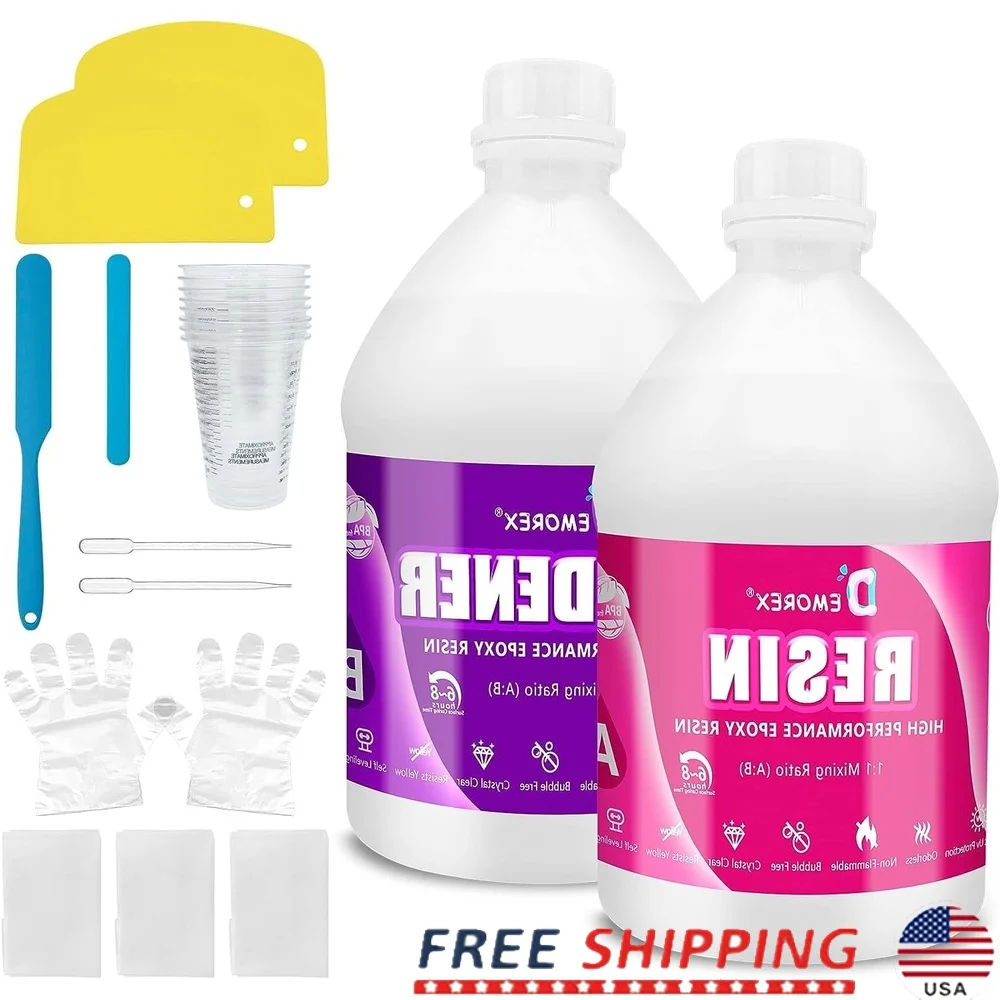 

High Performance Bubble-Free Epoxy Resin Kit Clear Casting Resin Jewelry Crafts Art Easy Mix 1:1 Odorless Fast Curing