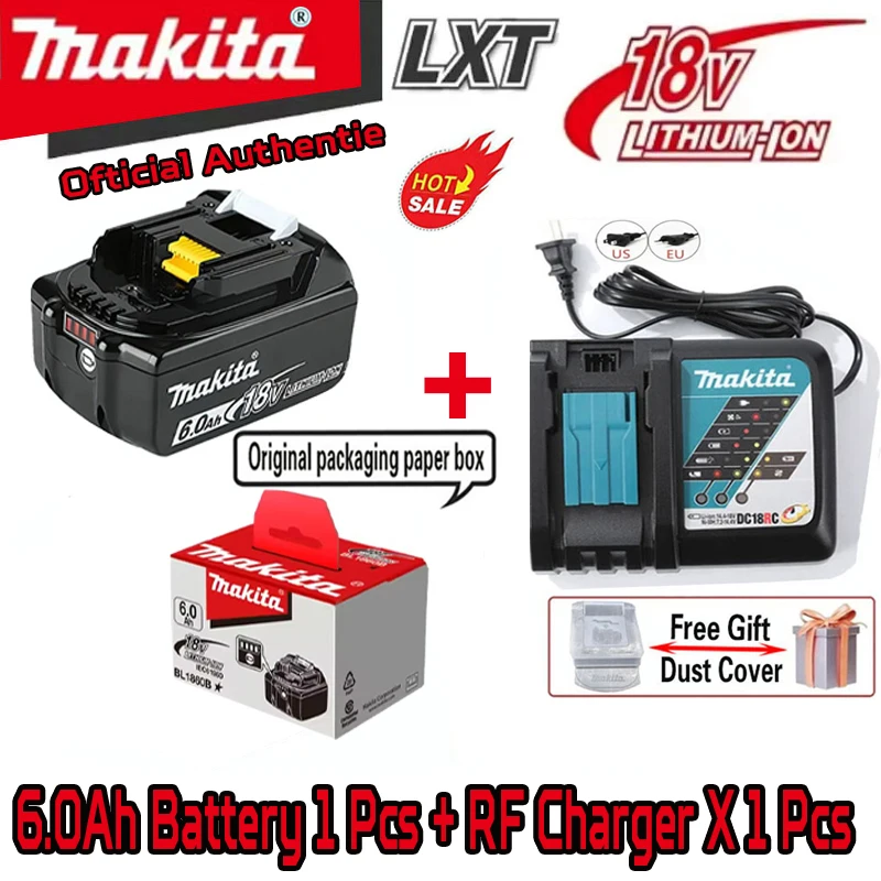 18V Makita 100% Original 6000mAh lithium-ion battery DC18RF BL1860 BL1830 BL1450BL1440 DC18RC charging tool battery 6.0Ah