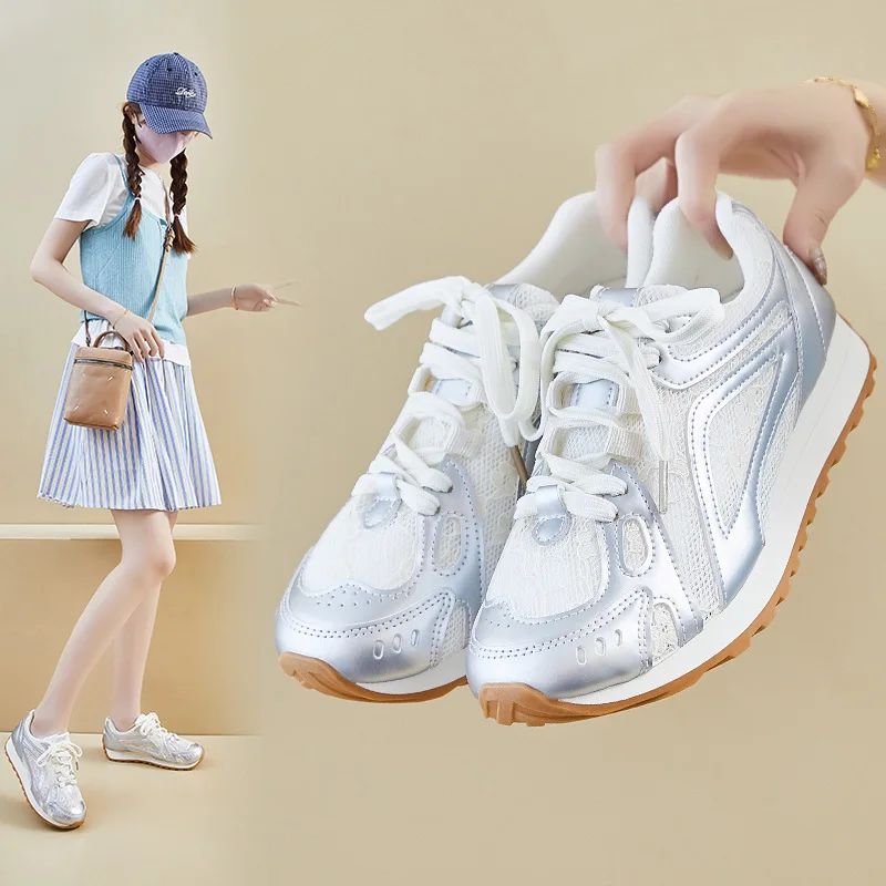 

Кроссовки, повседневные женские дизайнерские кроссовки в стиле ретро, модная женская обувь, дышащая тканевая обувь на увеличенной платформе, на плоской подошве