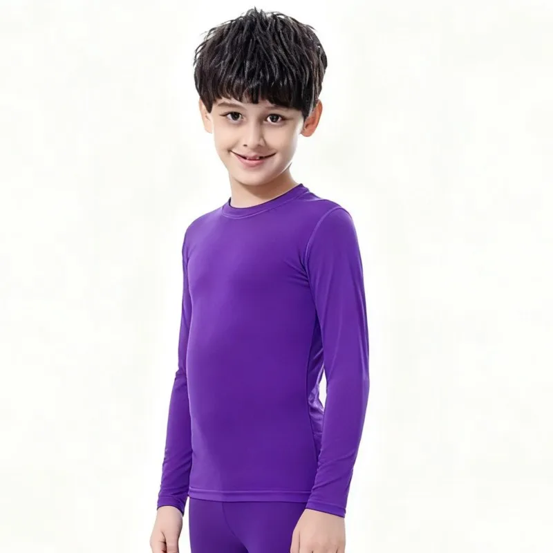 キッズ子供少年少女ランニングロング Tシャツフィットネススポーツバスケットボールサッカー屋外ハイキングジョギング乗馬サッカー服 J25