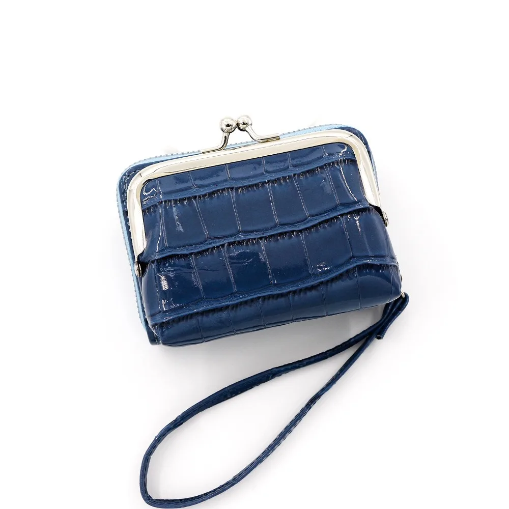 

Elegant Kiss Lock Wallet Crocodile Texture PU Leather Woman Coin Purse Lipstick Pouch Korean Style Earphone Storage Bag Shopping