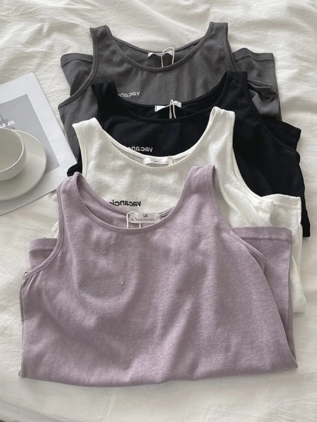 

Летний тонкий повседневный топ больших размеров для женщин, свободный жилет с принтом, модная верхняя одежда, трендовый топ без рукавов с круглым вырезом