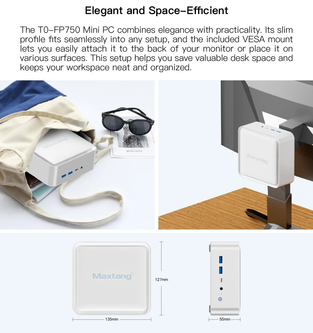 Maxtang Computador Gaming PC AMD Ryzen 7 7735HS 8 Núcleos Triplo Display DDR5 Mini PC Gamer WIFI6 Windows 11 Pro