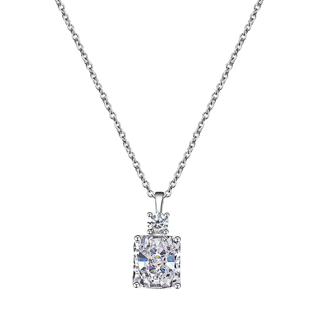 925 Sterling Silver Necklace Sugar Diamond 8A Zircon Ice Flower Cut High Charcoal Diamond 9 * 10 Pendant