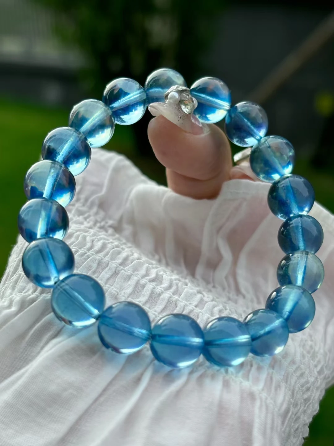 Natural Deep Blue Aquamarine Round Beads Bracelet 10.4mm For Women Men Gift Fashion Brazil Deep Blue Aquamarine Jewelry AAAAA