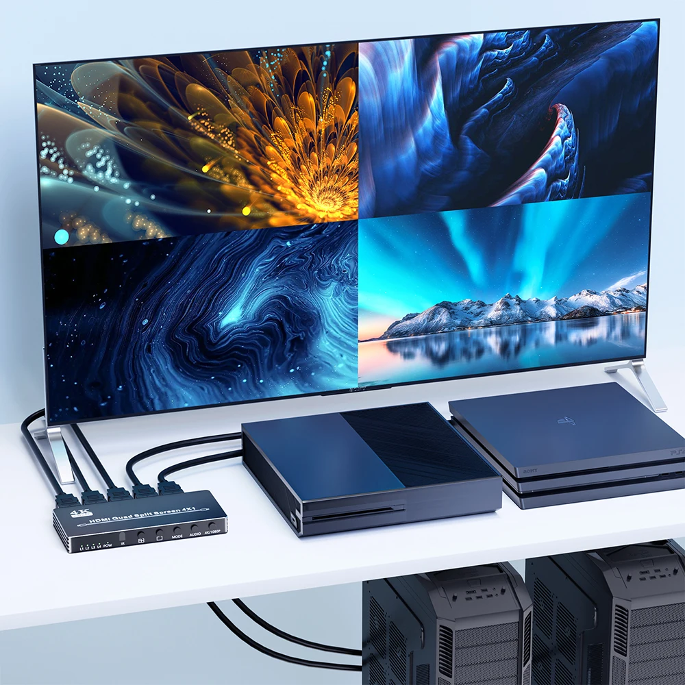 Multiviewer HDMI 4x1 1080P Con 5 Modalità Di Visualizzazione E Switch Senza Cuciture – Per PC, PS4, Proiettori
