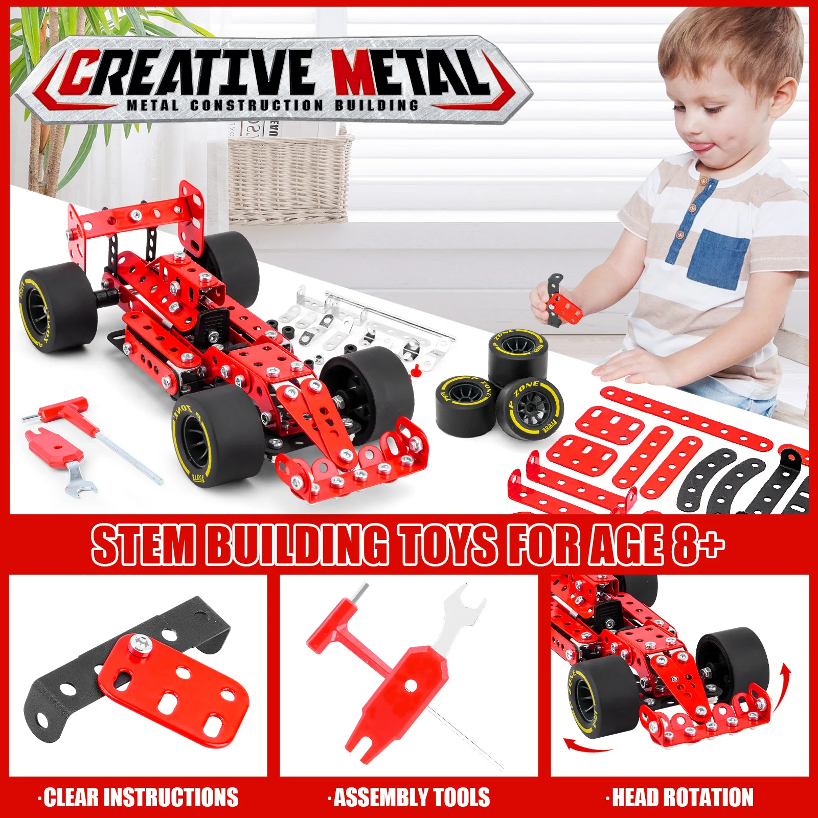 3D Metal Building Blocks F1 Model Screw And Nut Assembly Racing Toy Boy and Girl Children's Car Toy Birthday Gift