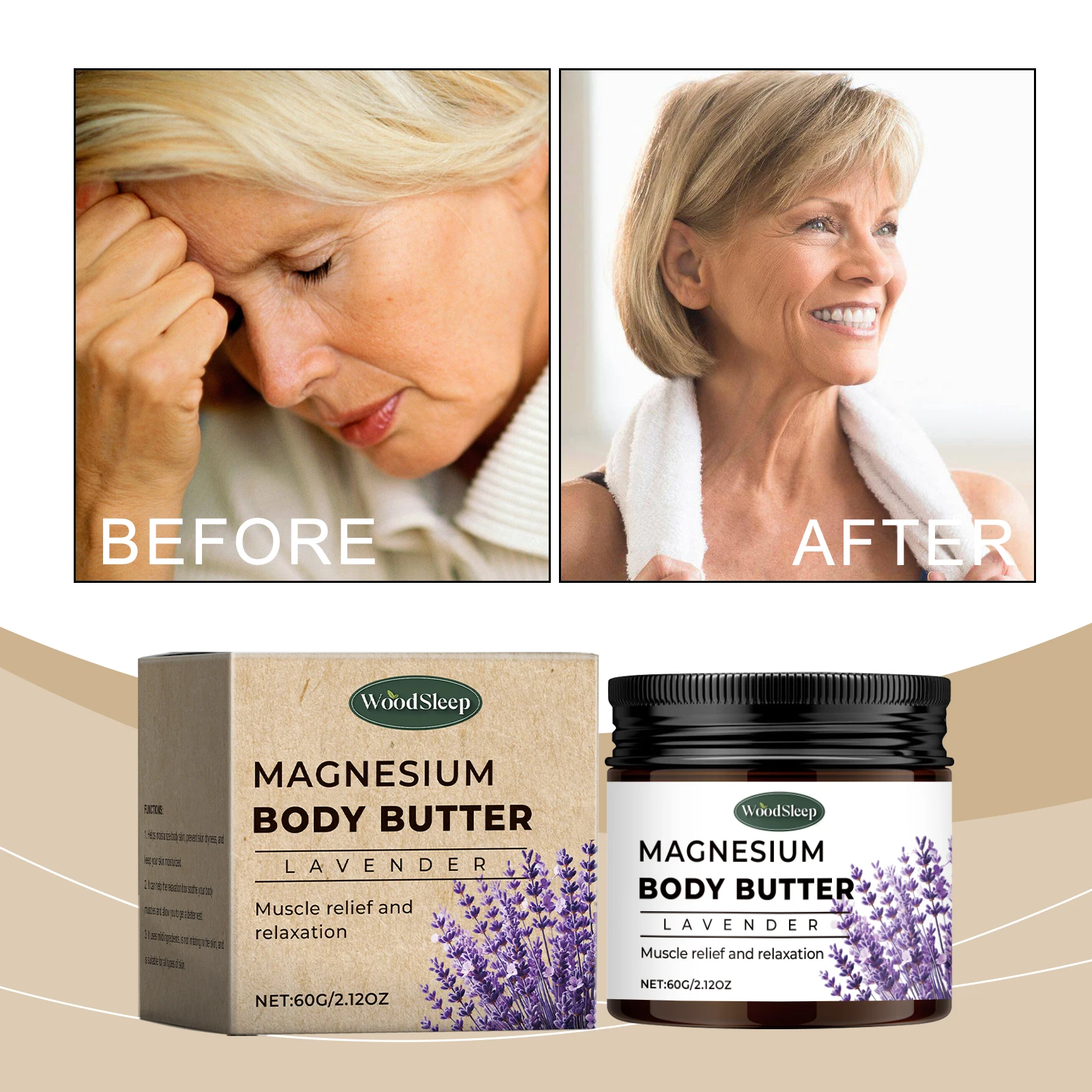 

Woodsleep Lavender Magnesium Body Cream Нежное очищение кожи тела Освежающий крем для кожи