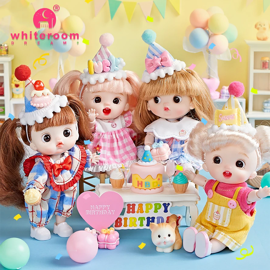 Dolls for girls  BJD OB11 Pear Shaped Body Birthday Clothes Set Dopamine Mini Dolls 13cm Birthday Cake Gift Accessories DIY Toy