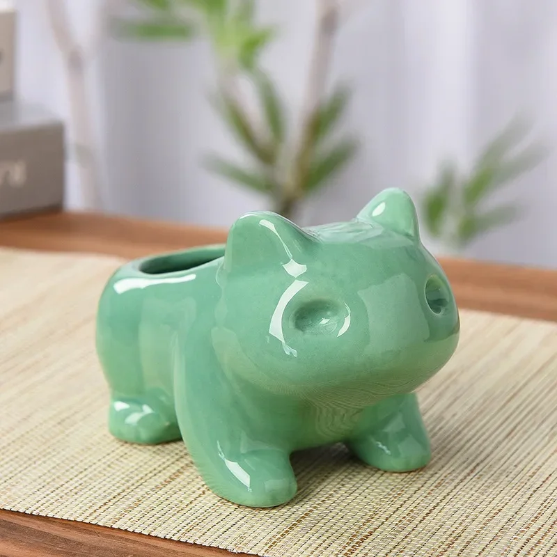 Pokemon Bulbasaur Ceramic Flower Pot Creative Ornaments Cute Succulent Plants Green Plants Flower Pot Garden Backyard Decoration