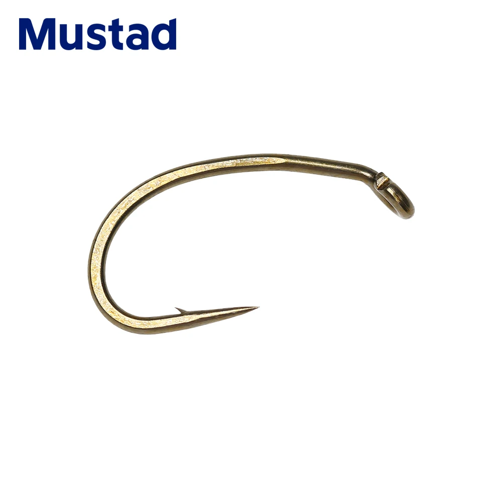 Mustad 30PCS Bronze Finish Egg/Caddis Larva Signature Fly Fishing Hook 2X Short Shank 2X Strong Forged Kirbed Point Offset