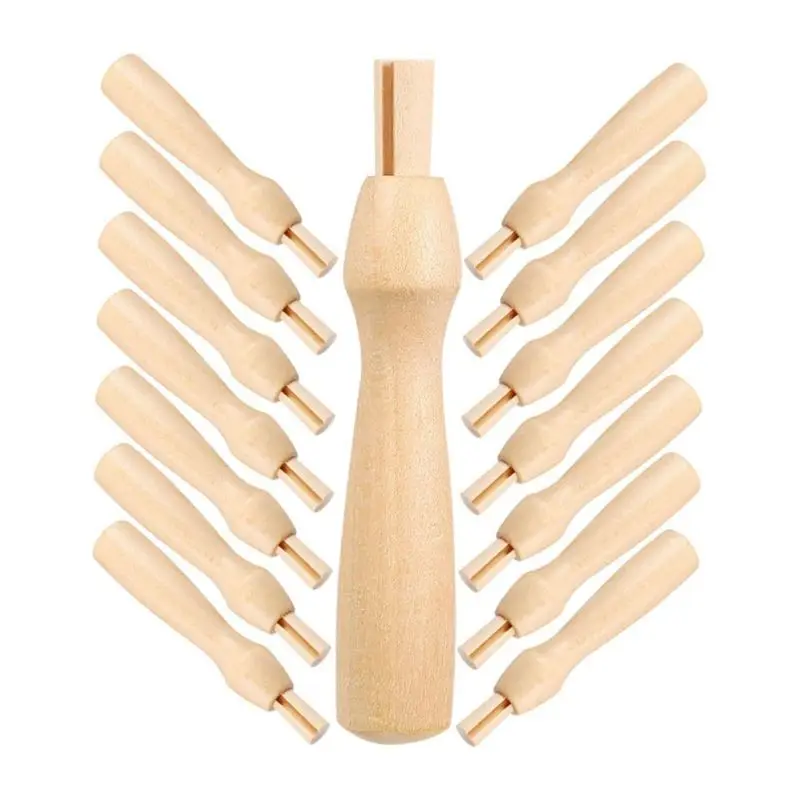 16Pcs Poking Fun Tool Felting Needles Handles Felting Handles Needle Felting Handle Kit Punch Hole Wood Component-B51B
