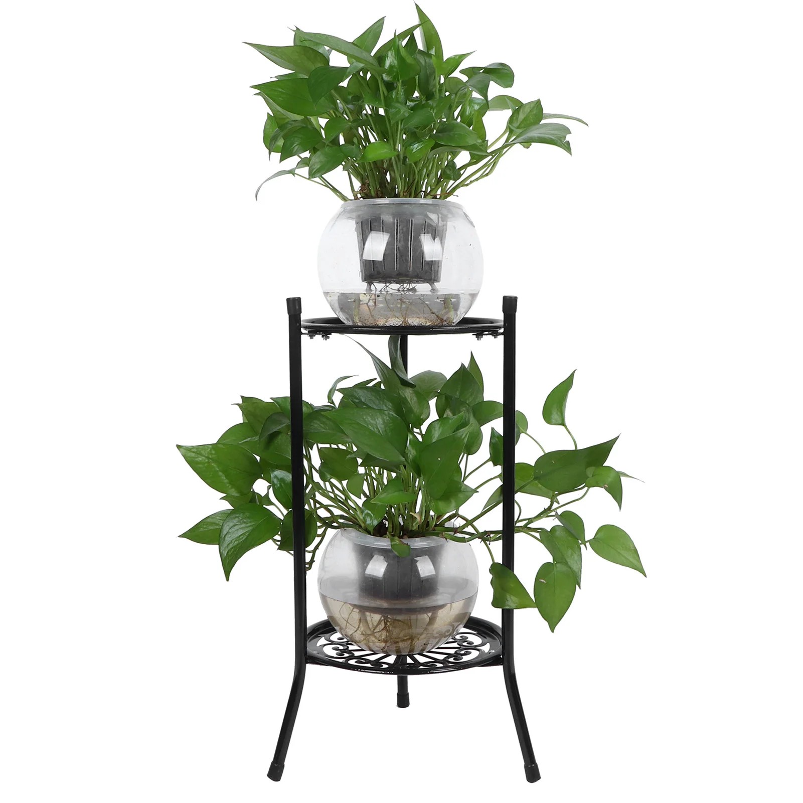 2 Tier Plant Stand Metal Flower Pot Holder Display Shelf Rack Home Decoration for Indoor Outdoor Gardens Balconies Corridors