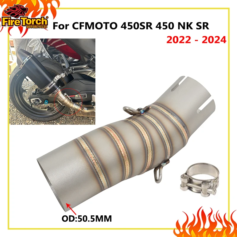 Motorrad-Auspuffanlagen Slip-On für CFmoto 450SR 450NK 450 SR 2022 2023 2024 Mittelrohr Verbindungsstück 51mm Schalldämpfer