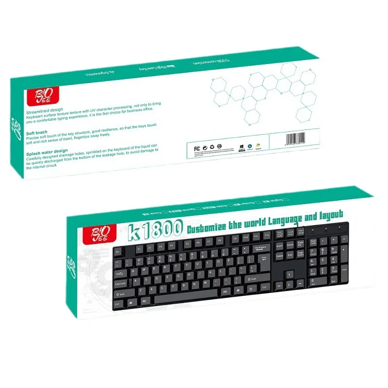 Small language wired keyboard Russian Spanish Arabic French layout USB wired 104 foreign trade keyboard