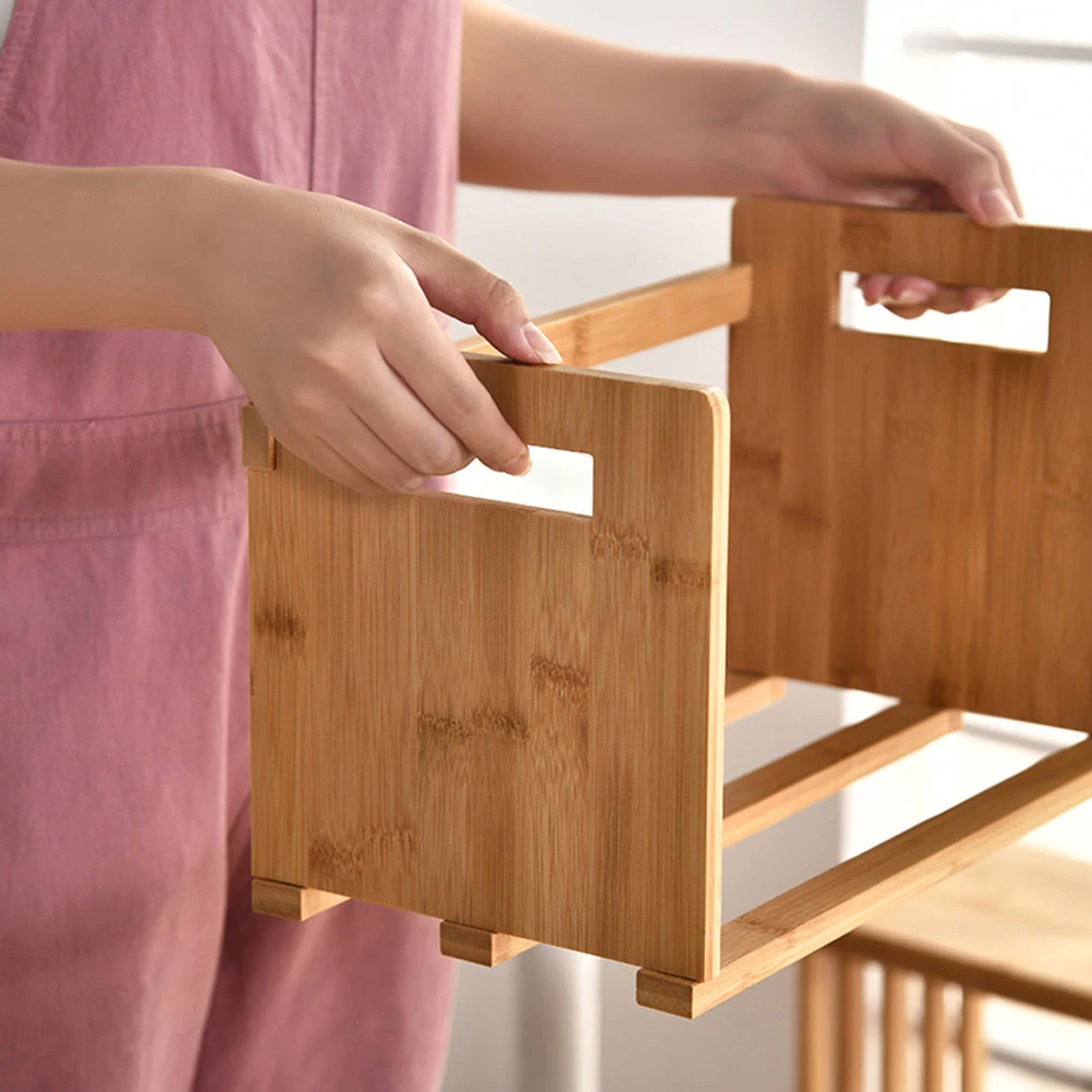 

1pc Bookshelf Desktop Holder For Books Bamboo Bamboo Shelf Book Rack Wood Storage Rack Decorative Book Holder