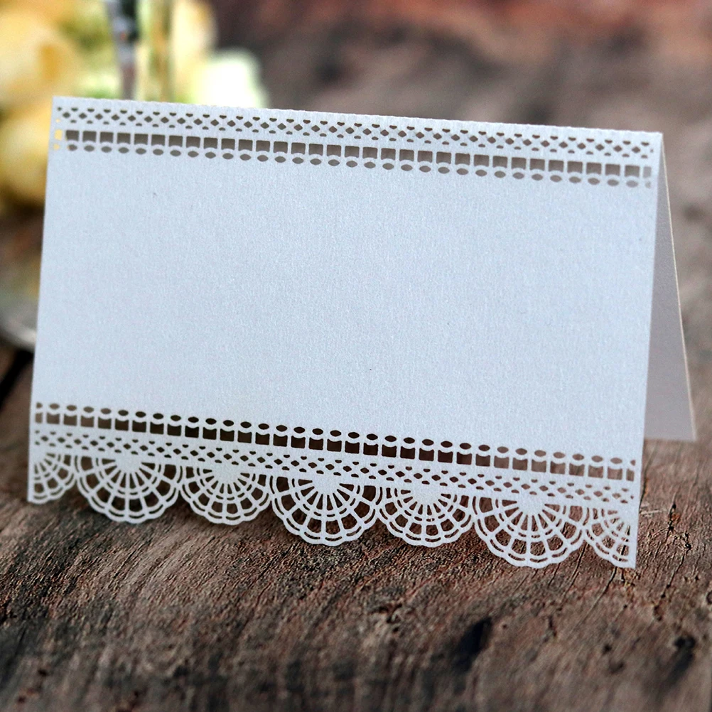 

50Pcs Wedding Table Place Cards Hollow Lace Design Cutout Cards for Banquet Party Reception Wedding Party Place Card