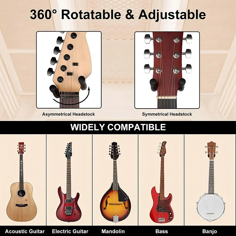 Wall Mount Guitar Hanger Holder Acoustic Guitar Ukulele Support Bracket for Home Studio Instrument Display