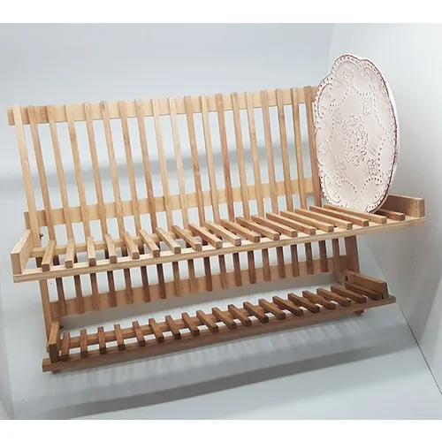 Evvehediyelikeşya Big size 2 Layer Bamboo Plate-rack Dish Rack 26,5 X45 cm