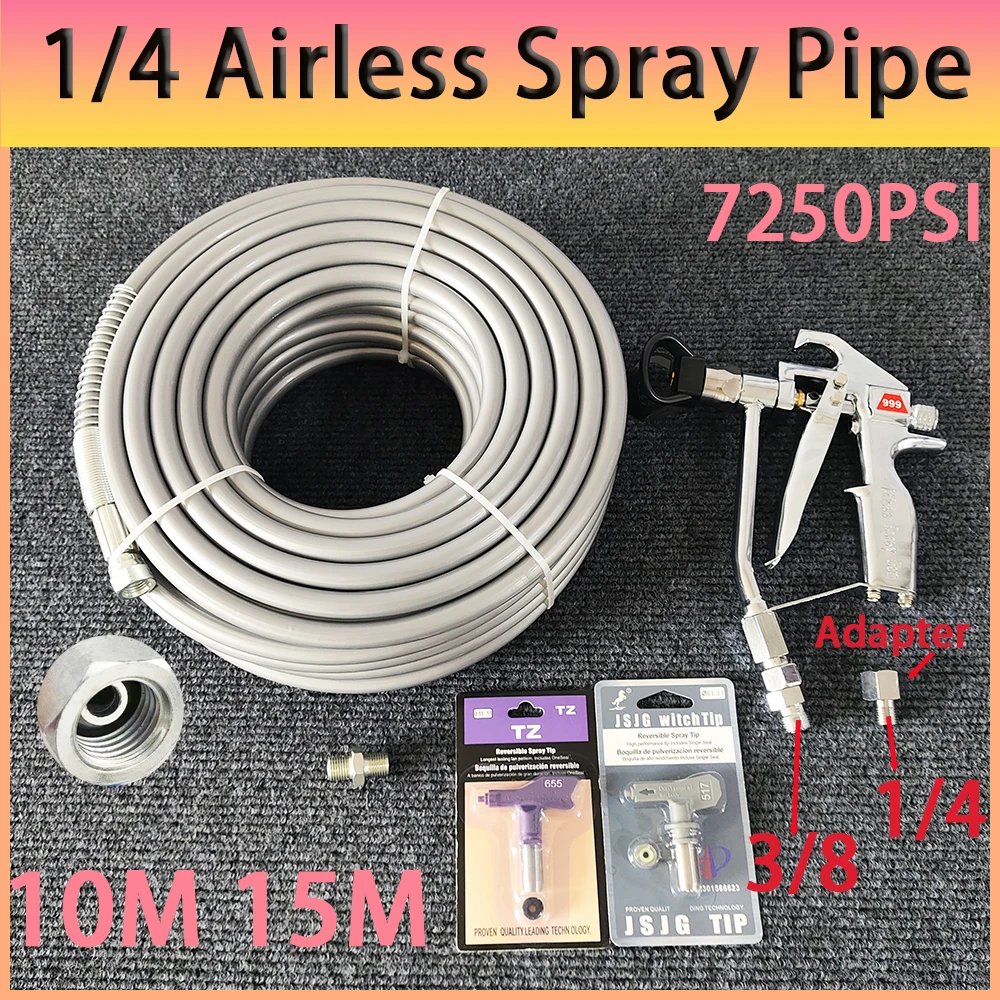 

Putty Airless Paint Spray Hose Kit Spray Gun 1/4 BSP High Pressure Double-Layer Fiber-Nylon Tube w/ 517 Tip and Tip Guard ﻿