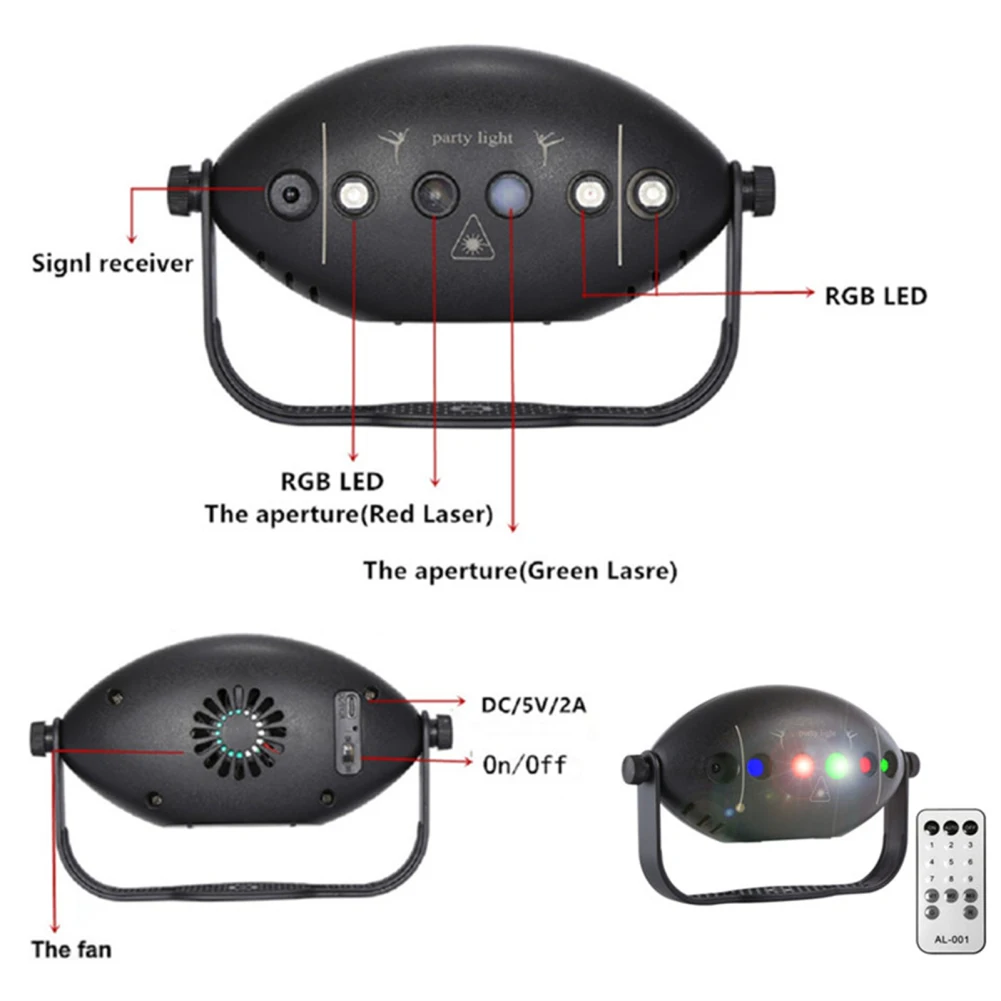 Projecteur de Scène RGB Chang, Lumière Laser Stroboscopique, pour DJ, ix, Club, Maison, Décoration de Vacances