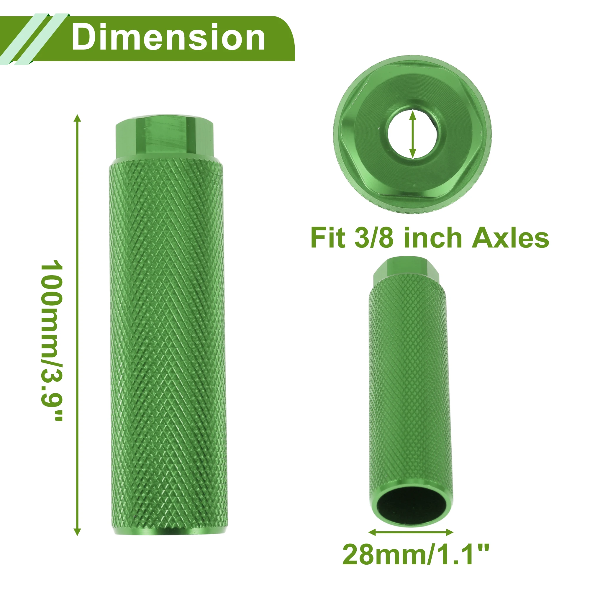 

X Autohaux, 4 шт., противоскользящие велосипедные подножки из алюминиевого сплава, длина 100 мм, подставки для задних сидений велосипеда, подножки для велоспорта, оси 3/8 дюйма, зеленые