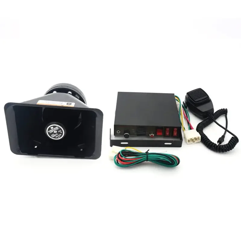 Car mounted wired host with speaker 200W multi tone speaker 12v24V can be connected to explosion-proof flashing light control