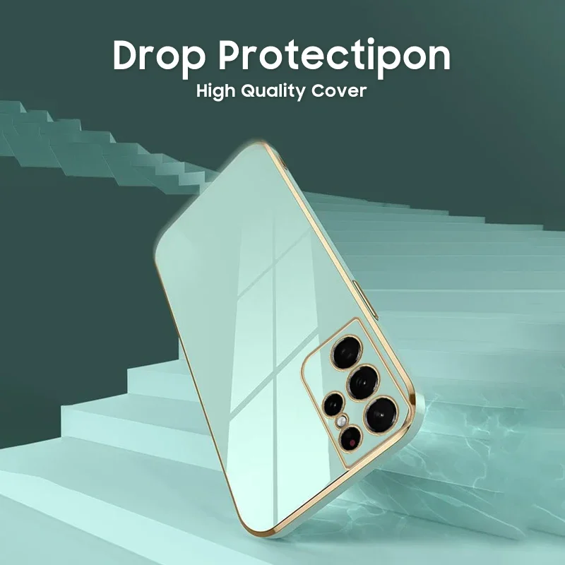 Luxury Plating Square Phone Case For Samsung Galaxy S23 S22 S21 S20 FE Plus Ultra A14 A24 A34 A54 A04S Silicone Protector Cover image 4