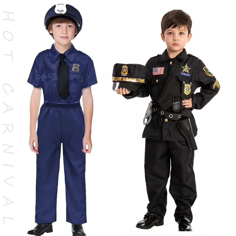 

Boys Police Cosplay Costume Children's Performance Prom Party Anime Cosplay Halloween Carnival Party Cosplay Kids Game Clothes