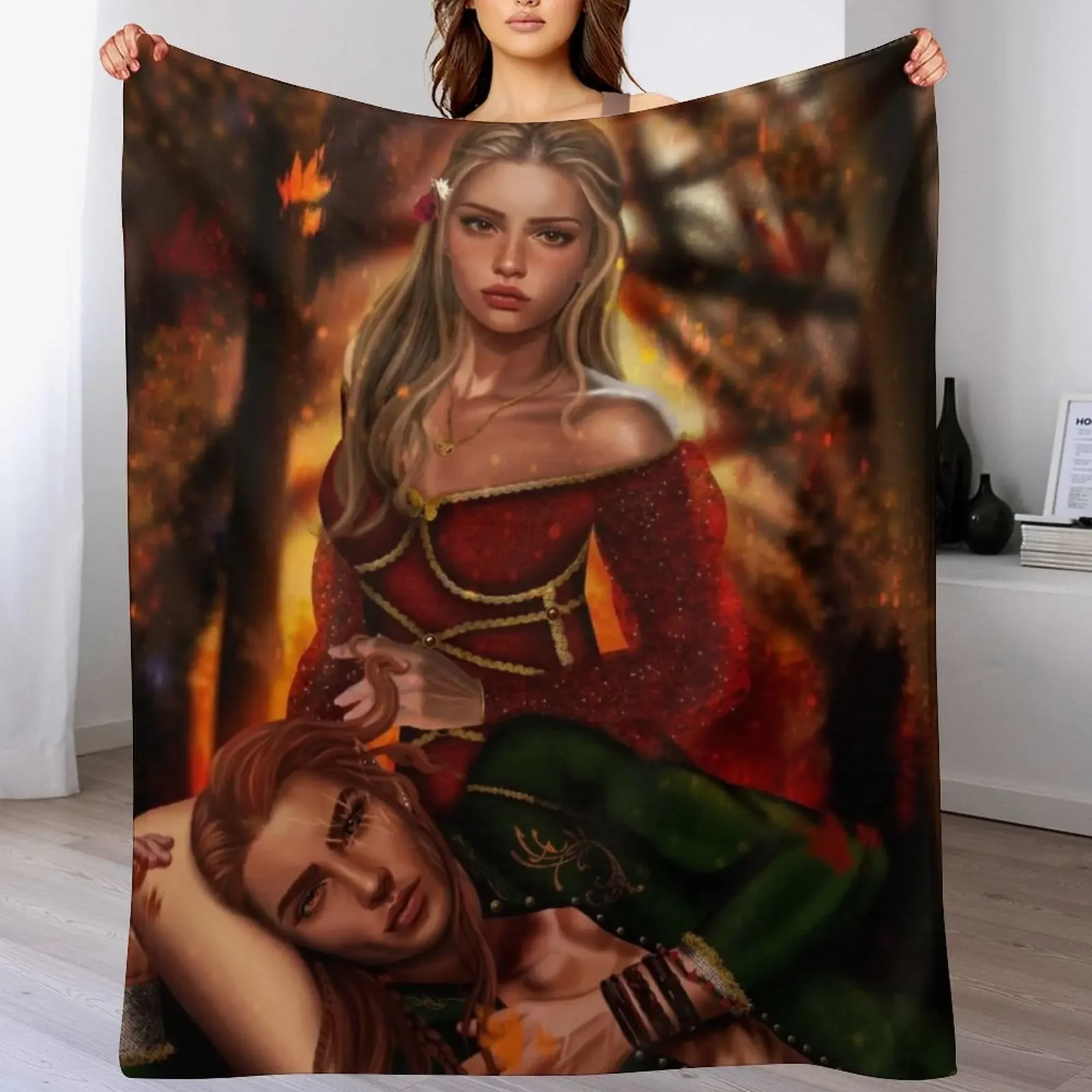 

Elain Archeron and Lucien Vanserra from Acotar Throw Blanket Ultra Plush Cozy Blanket for Napping Sleeping