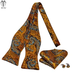 Jacquard Silk Mens Bowtie regolabile Self Bow Tie Pocket Set di gemelli quadrati tessuto per uomo Wedding Business Party 30 colori