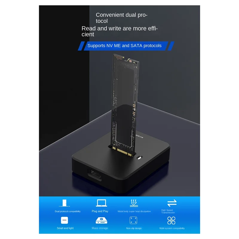 AEE7-База жесткого диска NVME/SATA с двумя протоколами 10G, скорость записи онлайн, SSD, внешняя портативная база жесткого диска типа C