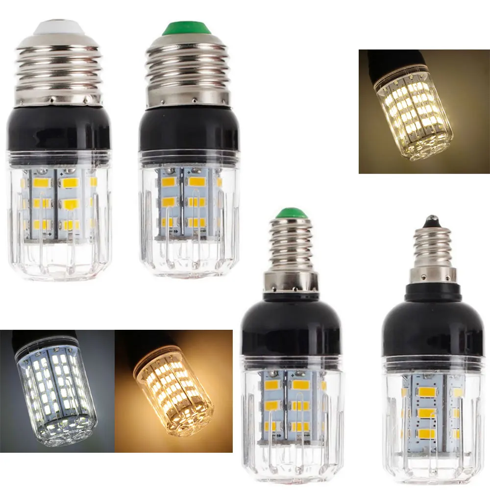 LED 전구 5730 SMD E27 E14 E12 E26 27 LED 옥수수 조명 램프, 크리스마스 샹들리에 촛불, 가정용 조명, 110V 220V DC 12V 24V, 7W