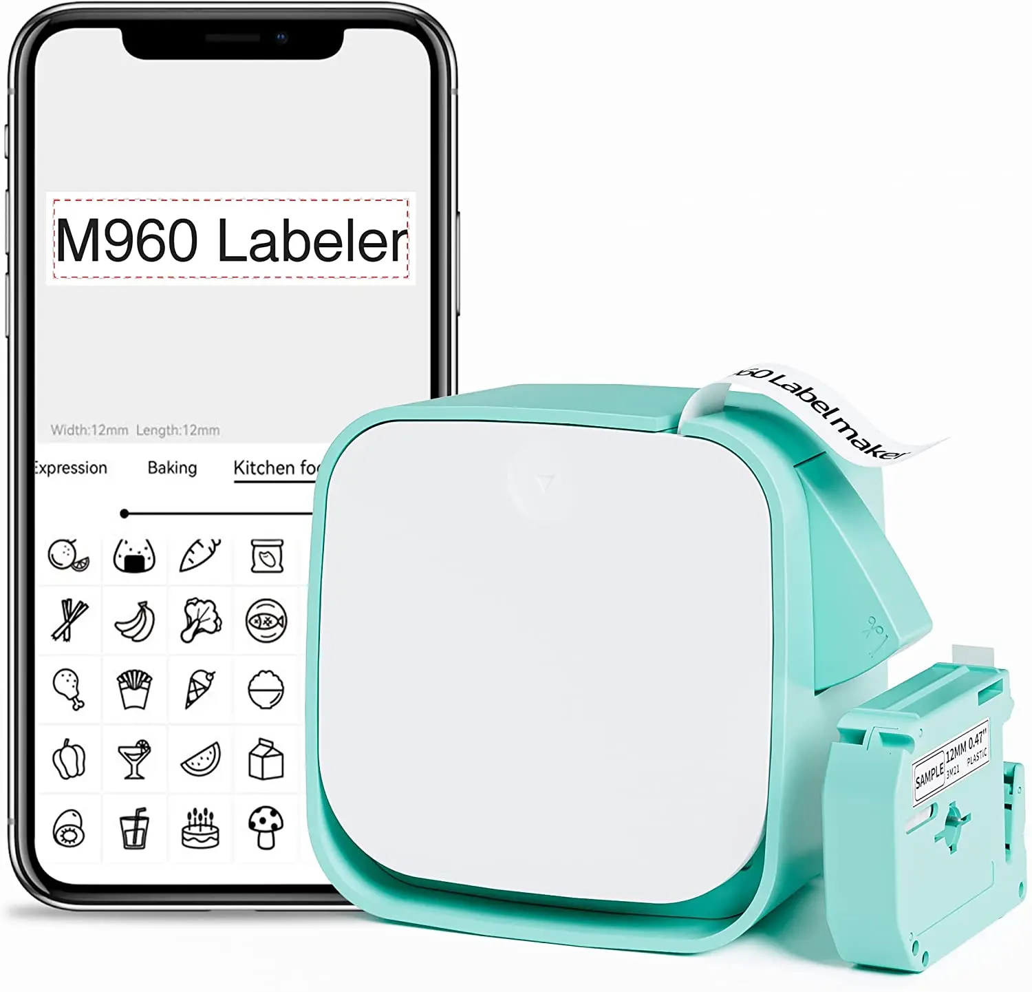 Vixic M960 Bluetooth Mini Label Maker Impressora portátil, Labeler Smartphone para Casa e Escritório