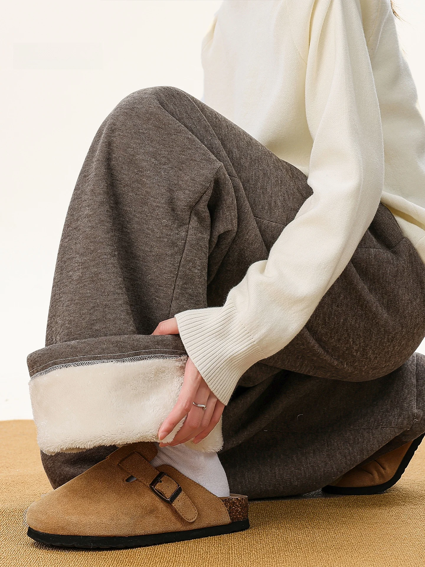 

Мужские утепленные брюки с широкими штанинами на флисовой подкладке, прямого кроя, зимние, комфортные, свободные, из полиэстера