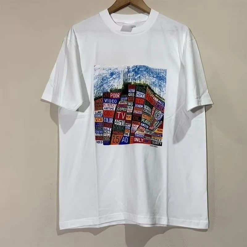 

2025 New Summer Casual Short Sleeve T-Shir Print Cotton Regular Fit Round Neck Breathable Loose Unisex Tee Men Women Clothing