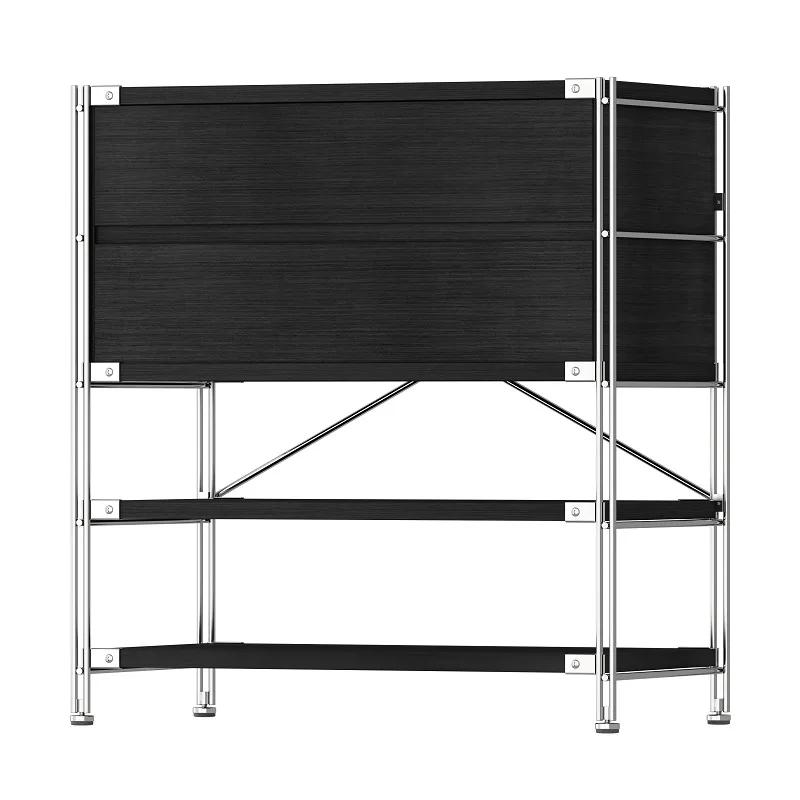 Medieval style, black with drawer edge, next to the living room sofa, multi-layer shelves
