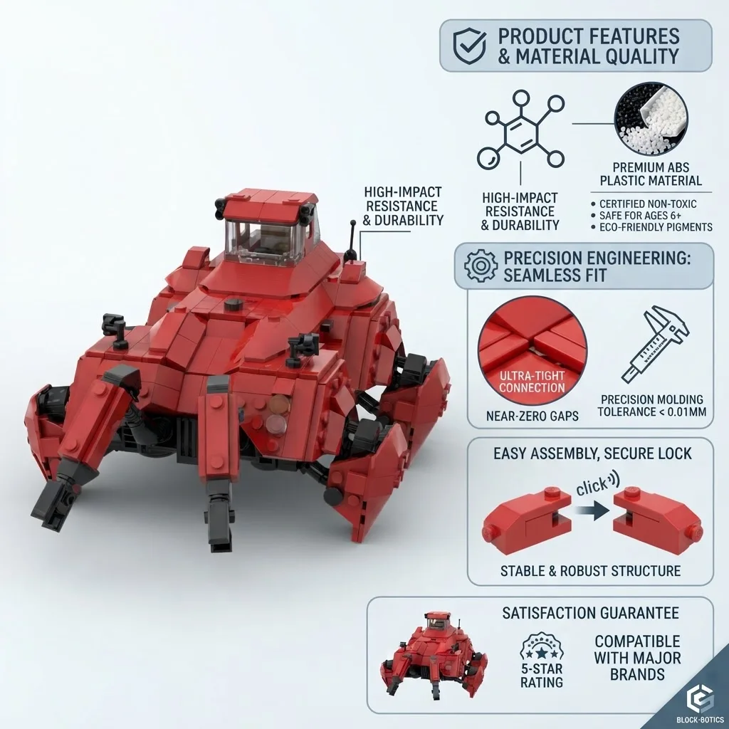 MOC Sci-Fi Multi-legged Planet Exploration Crawler Building Blocks Red Mechanical Spider Tank Model DIY Bricks Hobby Gift