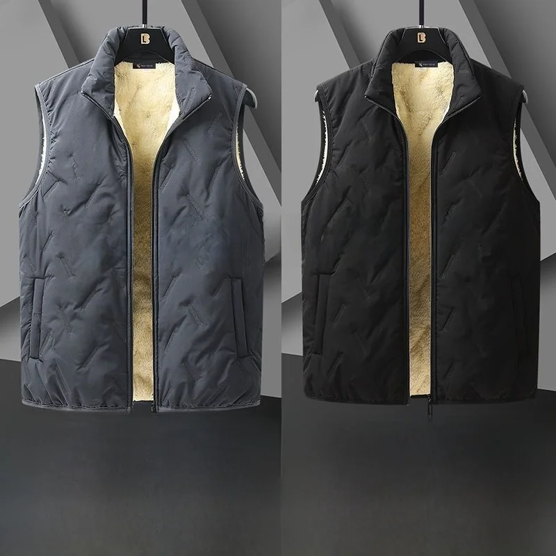 

Lamb Velvet Vest Thiened Autumn Winter Outerwear Men's New Sle Cold Proof Warmth Svel oulder Pad Outdoor Wear