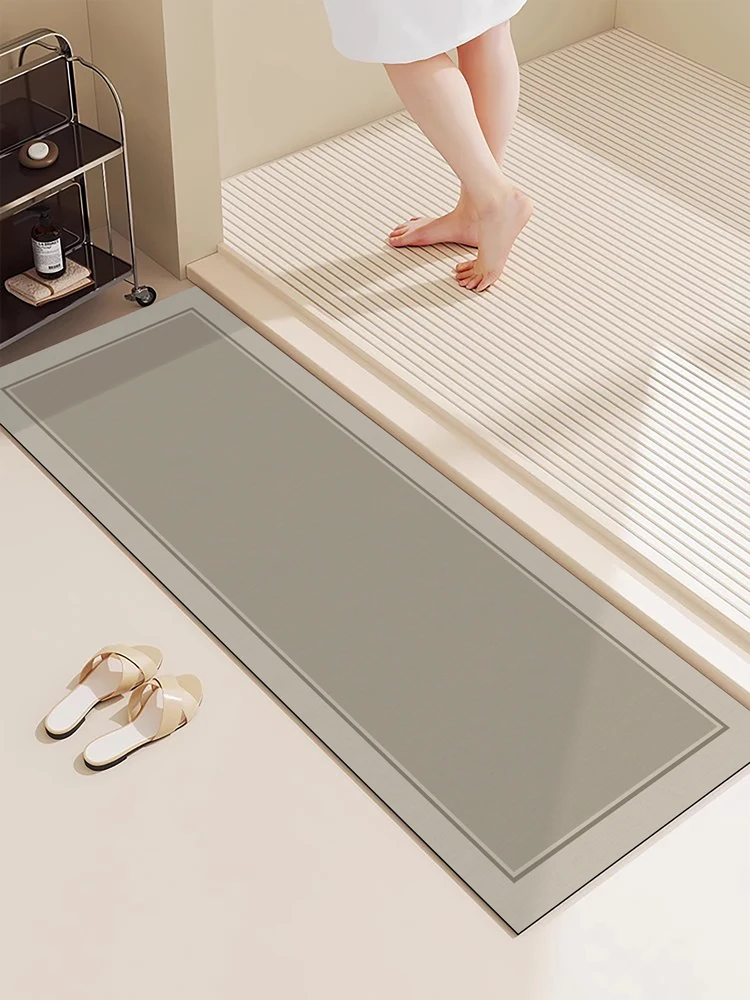 

Влагопоглощающий быстросохнущий противоскользящий придверный коврик для ванной, длинный полосатый коврик для ног, грязеотталкивающий ковер для туалетной комнаты