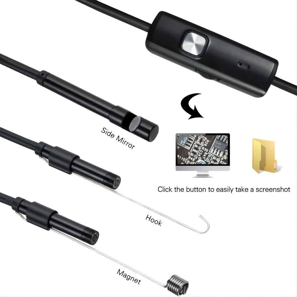 Endoscope USB/Type-C à fil long, étanche, avec caméra d'inspection intégrée, légère, tactile et solitaire, pour utilisation sur plusieurs appareils