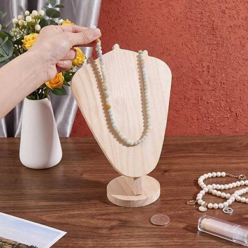 Body Jewelry Holder - Wood Necklace Display Stand, Jewelry Bust
