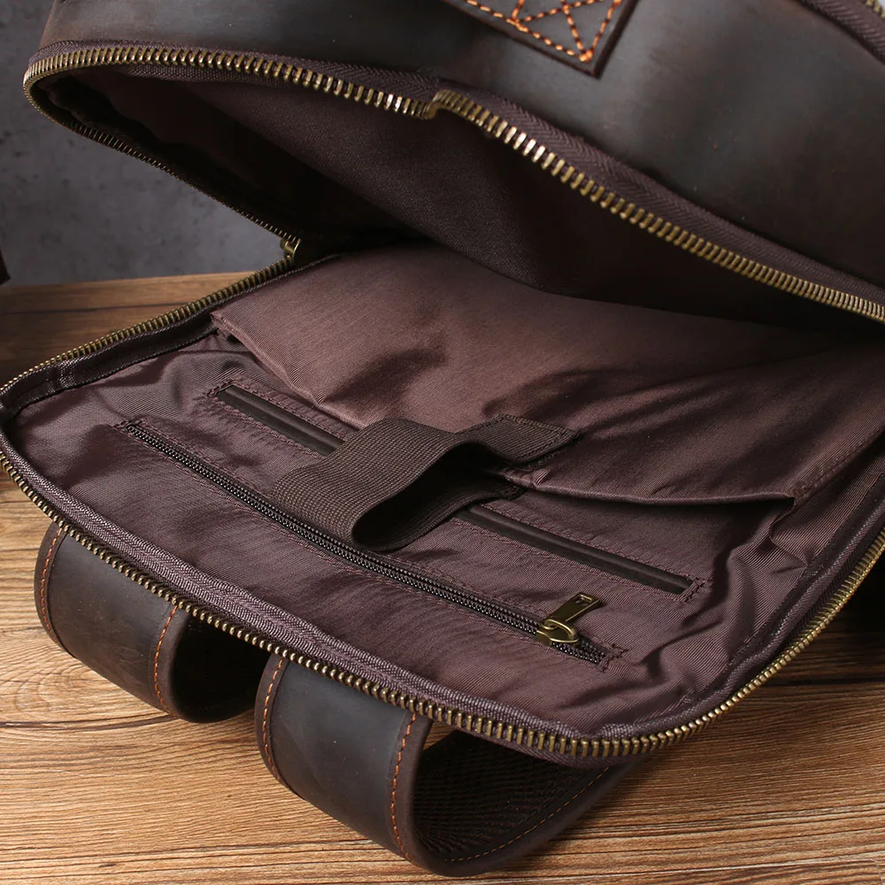S.WORKER Vintage Echtleder Herrenrucksack 16" Laptop-Tasche Lässige Crazy-Horse-Leder Schultasche Handgefertigte Taschen für Männer – Detail 17